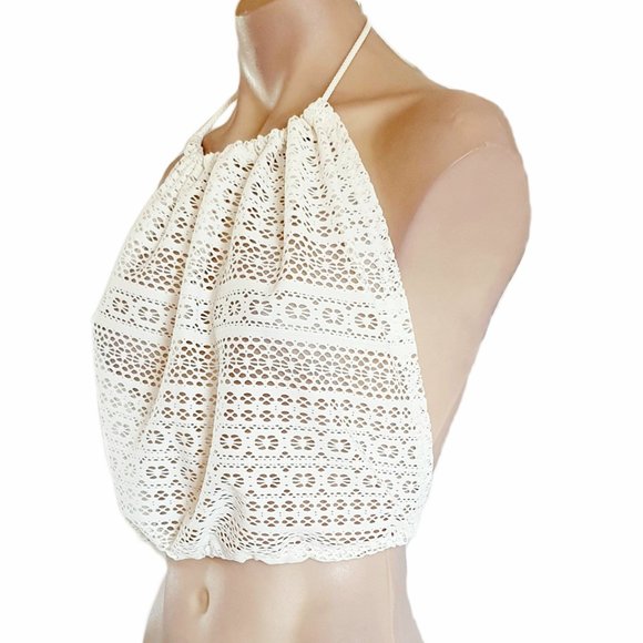 Y2k, Ivory/ off white/ light cream, crochet, lace crop top One Size AU 6-14 NWOT - Picture 2 of 4